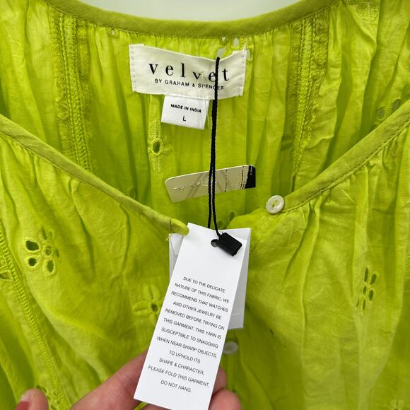 VELVET by GRAHAM & SPENCER NWT Coco Cotton Eyelet Ruffle Tank Blouse Top // L - Picture 9 of 14